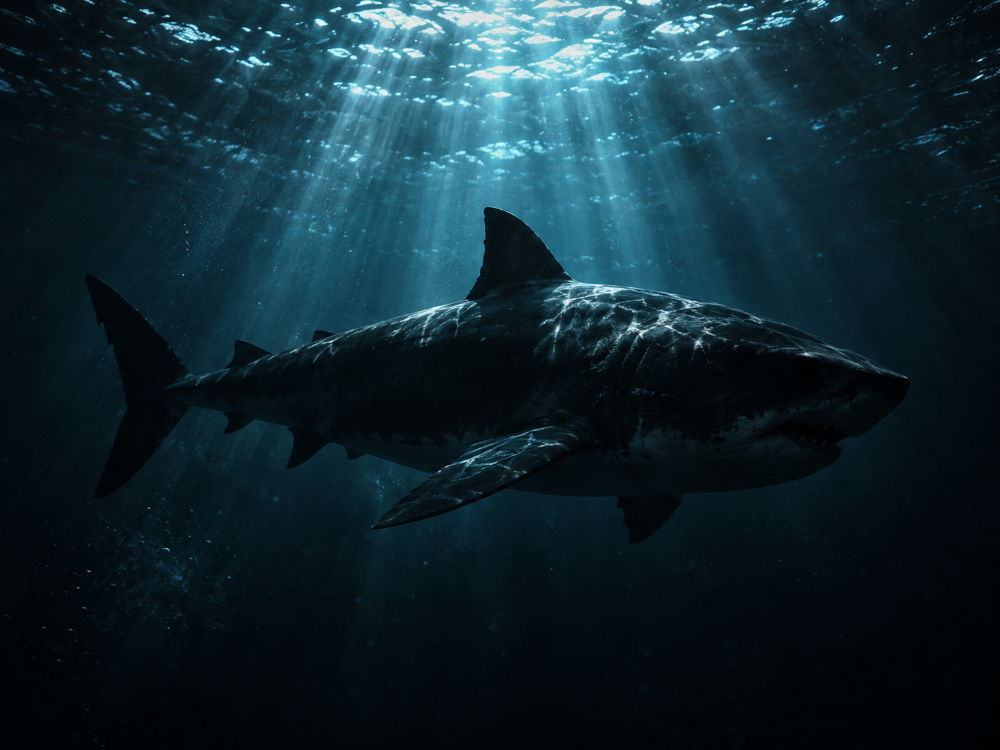 Black shark swimming underwater