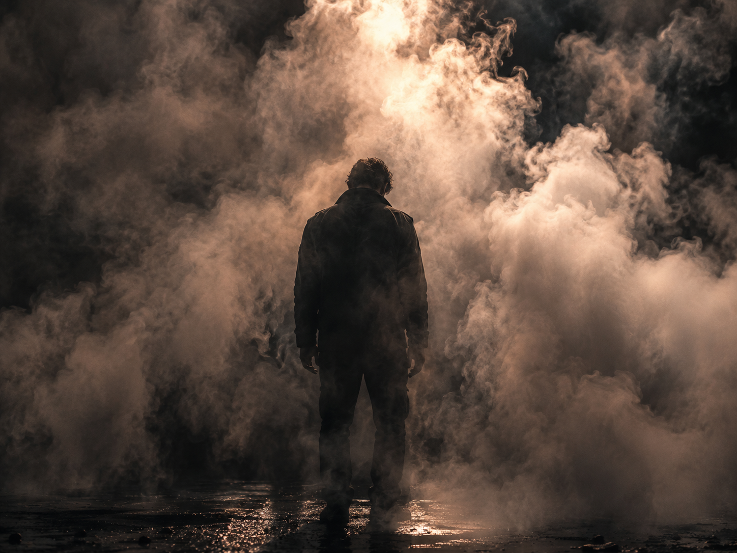 Figure surrounded by smoke for Smother
